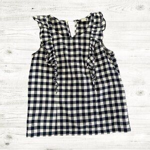 J. Crew Ruffle Black and White Sleeveless top